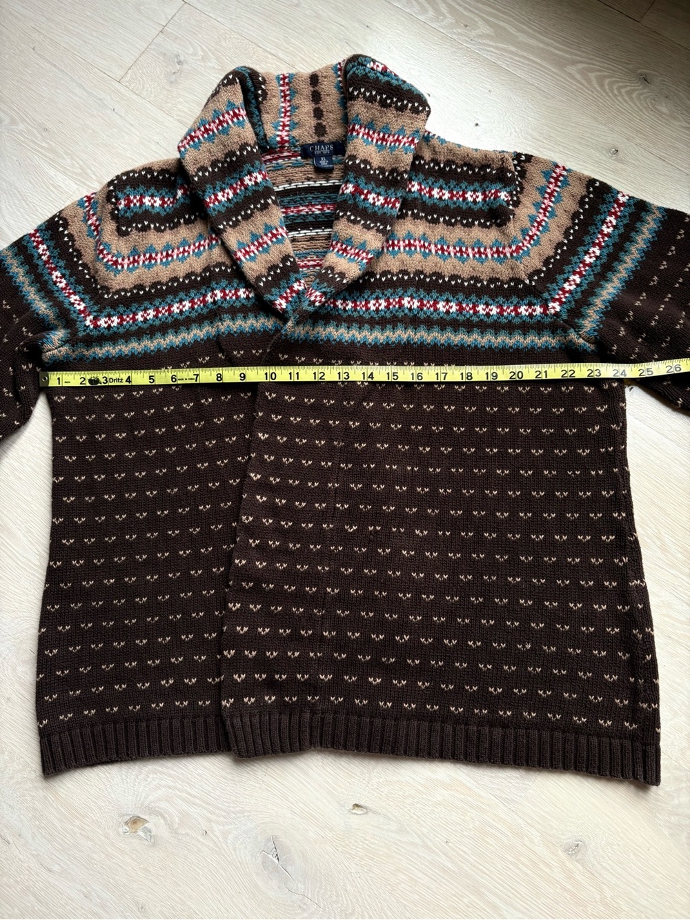 Vtg 80's Ralph Lauren Chaps Southwestern KnitFair Isle Shawl Cardigan Sweater XL - Picture 10 of 14